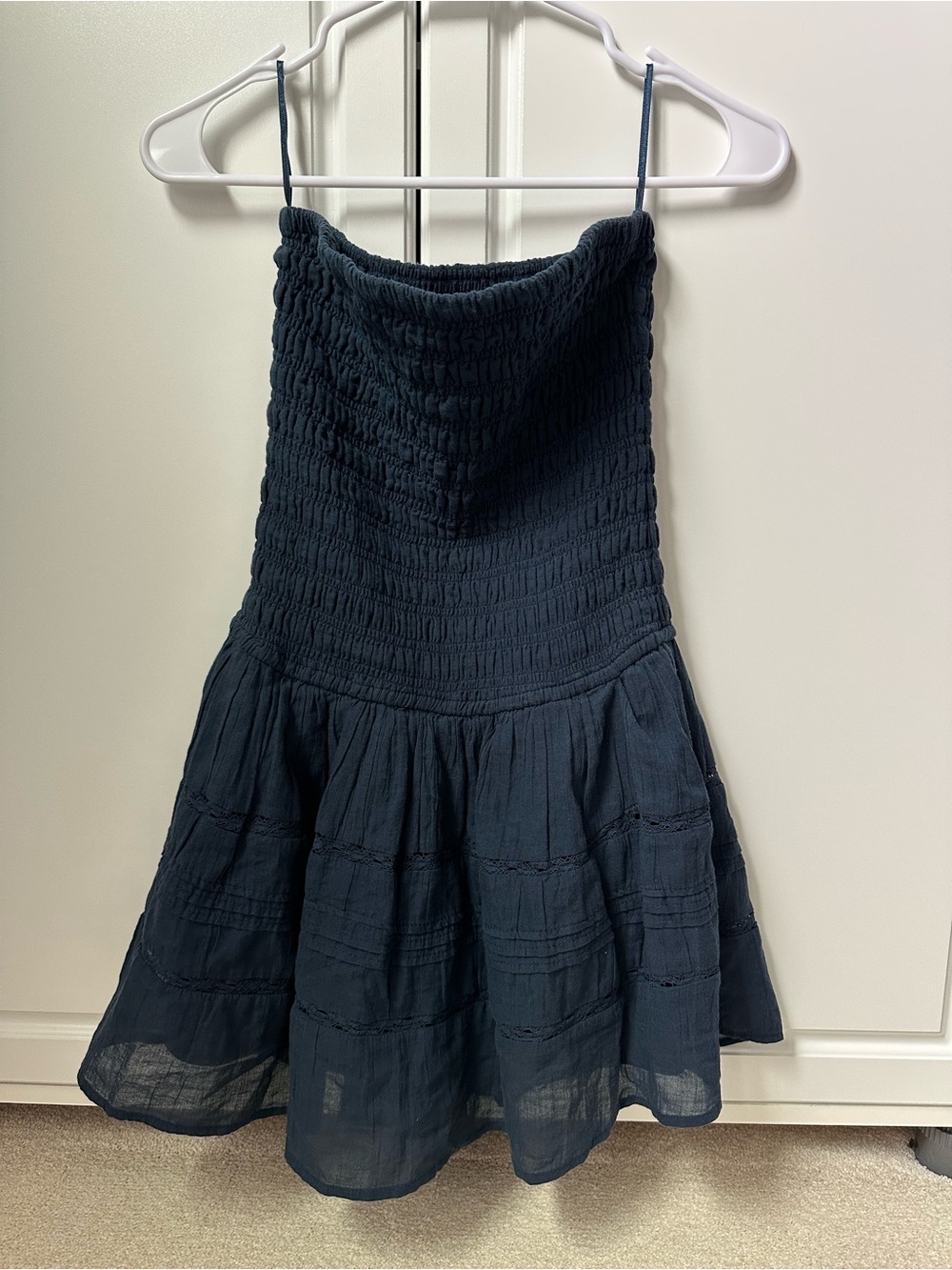 Hollister Navy Blue Smocked Bodice Circle Skirt